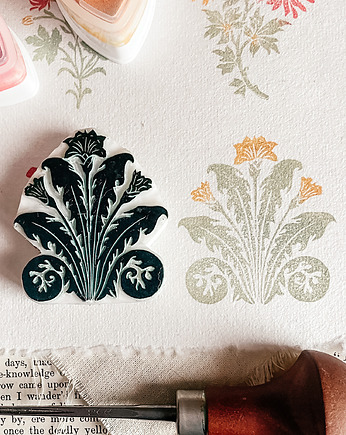Ręcznie robiony stempel do tworzenia kartek, mlecz w stylu art nouveau, ArtZouzeau