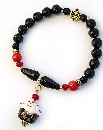 Unikat maneki neko - turmalin onyks rubin, KEIT