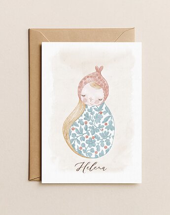 Kartka  na Narodziny dziecka - dla dziewczynki Imienna, Mint In Paper