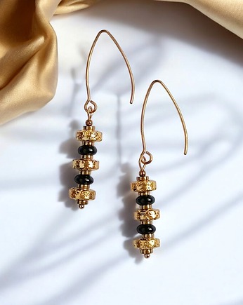 GLAM! złota lawa, onyks, hematyt : kolczyki długie, kaktusia