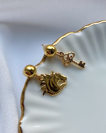 Asymetryczne kolczyki ze srebra złoconego Fairy-tale, ZAMIŁOWANIA - Wyjątkowy prezent