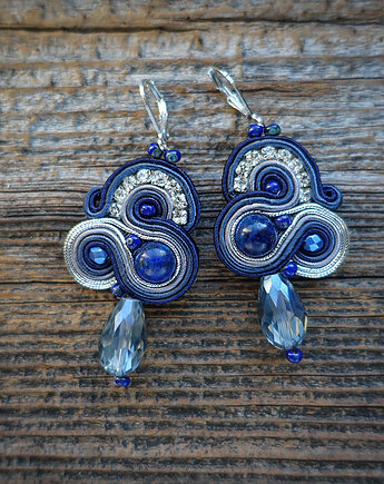 Granatowo-szare kolczyki soutache, Mró Soutache