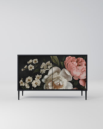 LUSH ELEGANCE Komoda 2-drzwiowa korpus Czarny Noga szpilka czarna, SPACEREBELS