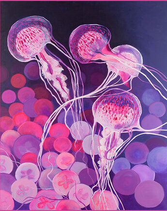 Kolorowy Obraz, "Meduzy", 100x80 cm, Sztuka współczesna, Nowoczesne Wnętrze, K A T K A