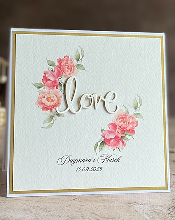 Elegancka kartka ślubna z ozdobną kopertą, WA 26a, Anna Art and Crafts