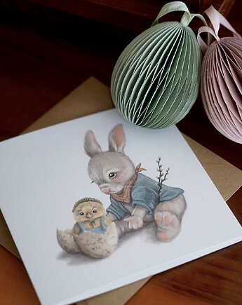 Happy Easter  Little Rabbit - kartka wielkanocna, HI LITTLE