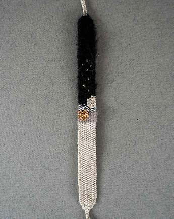 Bransoletka handmade z wełną i lnem, Słońcem Tkane