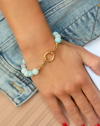 Bransoletka z amazonitów- srebro 925 pozłacane, Coccola JEWELLERY