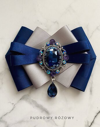Brosza  z niesamowitym granatowym kryształem    NEW, Pudrowy Różowy