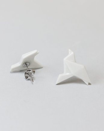 Kolczyki z Porcelany Origami Gołąb, StehlikDesign
