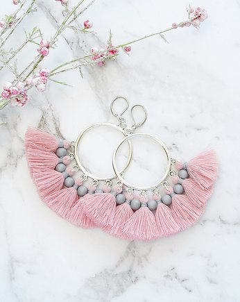  Kolczyki z chwostami Boho Big - Pink, Ilovehandmade