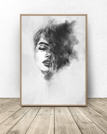 Czarno-biały plakat "Kobieta w akwarelach" 50x70 (500mm x 700 mm), scandiposter