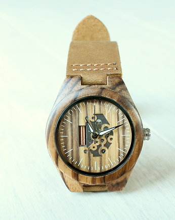 Drewniany zegarek SKELETON MINI zebra, EkoCraft