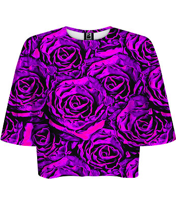 DR.CROW T-shirt Krótki CROP Purple Roses, DrCrow