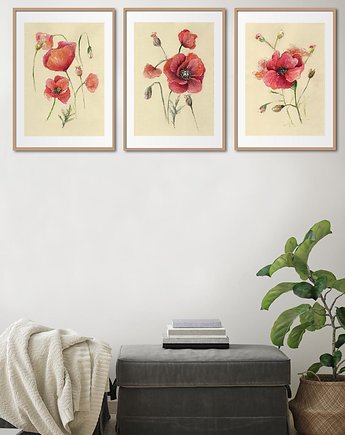 Plakaty Kwiaty-Mak - zestaw trzech plakatów, Pracownia Och Art
