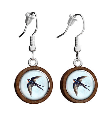 Kolczyki drewniane - Jaskółka - wiszące, yenoo