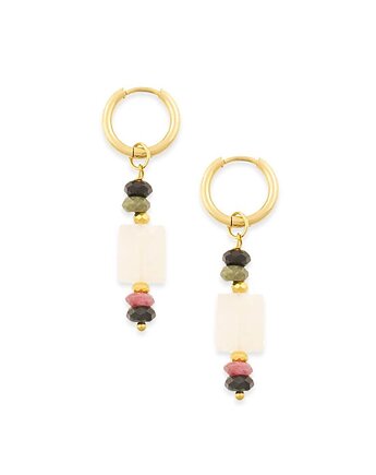 Kolczyki koła z kamieniami miłości i równowagi Pozłacana stal szlachetna, Kulka Bransoletki