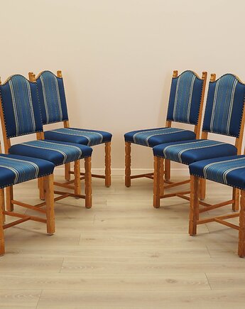 Komplet sześciu krzeseł dębowych, duński design, lata 60, Henning Kj, Przetwory design