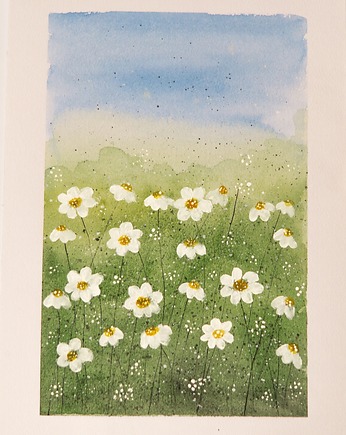 Oryginalna akwarela. Rumianki  A4, Malgorzata Domanska