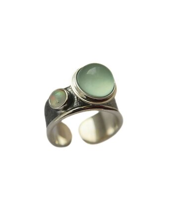 Pierścionek srebrny z Agatem i Opalem, Points of View Anna Kamińska Zabiegaj