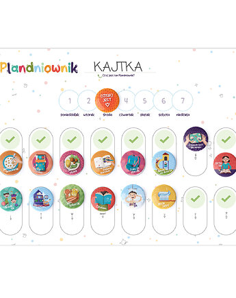 Magnetyczny Plan dnia Ucznia samoprzylepny na ścianę/szafkę, Planu