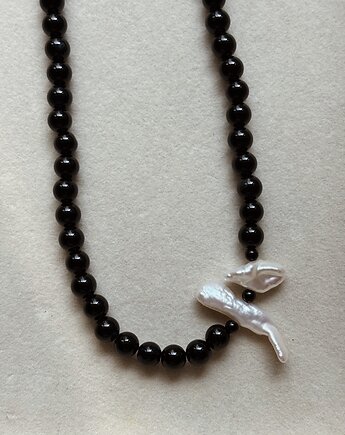 Naszyjnik czarny Onyks z perłami, Chmolowska Jewellery