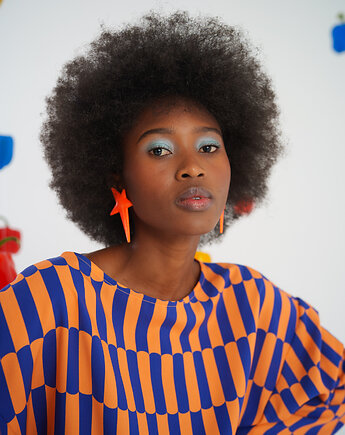 Bluzka Vibrant Stripes orange/blue, Bucle