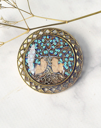 DRZEWO OBFITOŚCI - artystyczna duża broszka, Chodelska Art Studio