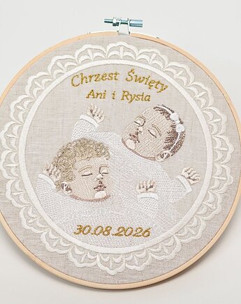 Haftowana personalizowana pamiątka chrztu w oprawie 20 cm, Plasun