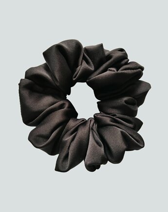 Satynowa gumka satynowa scrunchie owijka frotka czarny MAXI, Capillum