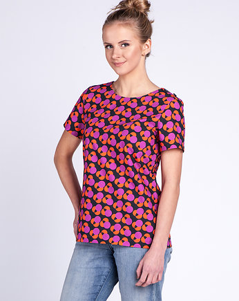 Czarno różowa bluzka, top w stylu retro w kropki, 71 pops