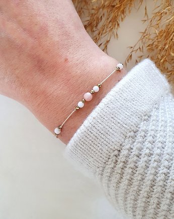 bransoletka z opalem różowym, LEI handmade 