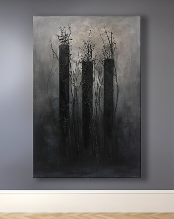 Monument - Obraz na płótnie - Druk Blejtrama, Brutalizm, Abstrakcja #48, Black Sapphire Art