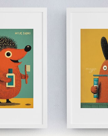 Plakat myję ząbki komple 2 plakaty, polkastudio