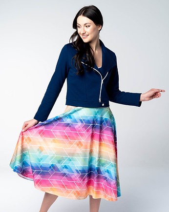 Spódnica Vibrant Rainbow rozkloszowana wielokolorowa z dresówki, missAmiss