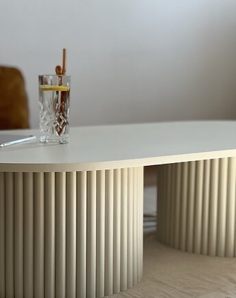 Zestaw białych stolików (podłużny + pomocniczy), tr.tables