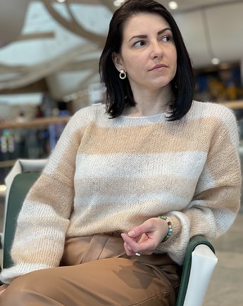 Sweter moherowy ciepły cienki w paski, Viktoriia Makina