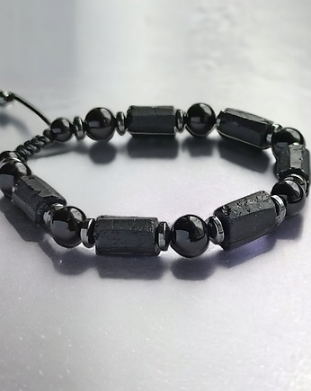 S-L - ochronna bransoletka - turmalin, onyks, hematyt, kaktusia