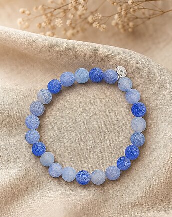 Bransoletka Essential Blue Pastel, naturalny agat i srebro 925, Velucci