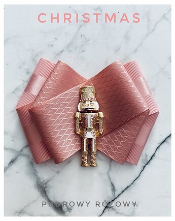 Brosza z Dziadkiem do orzechów Święta Mikołajki, Pudrowy Różowy