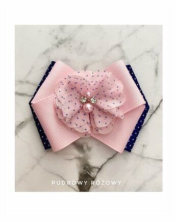 Kwiatowa Kolekcja z tiulowym kwiatkami  3d, Pudrowy Różowy