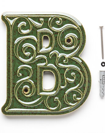 Numer domu, litera B zielono-brązowa, do przykręcenia, pracowniazona