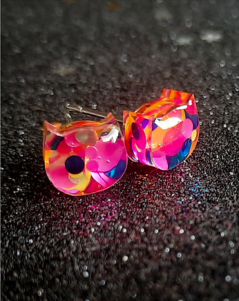Kolczyki sztyfty z brokatem, Figa handmade accessories