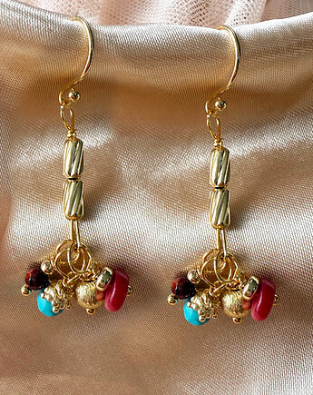 TRISKELIA KOLCZYKI, turkus, koral, kamienie naturalne, Anemon Atelier