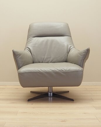 Fotel obrotowy skórzany, włoski design, lata 90, produkcja: Natuzzi, Przetwory design