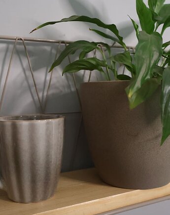 Półka wisząca loft drut i drewno beżowa, PiorunowoSzafa