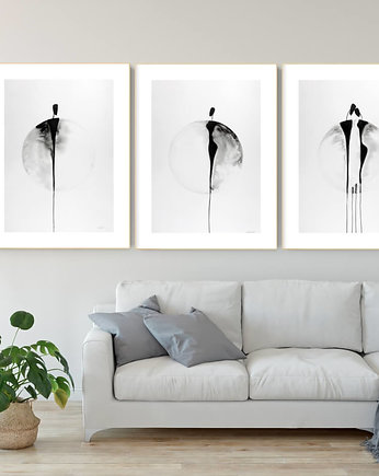Zestaw 3 obrazów  malowanych ręcznie 50 x 70 cm, MiniMalArt