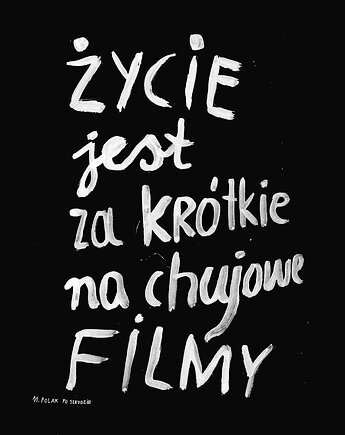 FILMY Filmowy cytat Czarno biały plakat typograficzny motywacyjny prezent, BEATNIK illustration