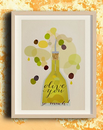 Olive you so much - plakat kuchenny art giclee, minimalmill