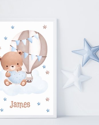 Personalizowany plakat prezent z imieniem dziecka dla chłopca, black dot studio
